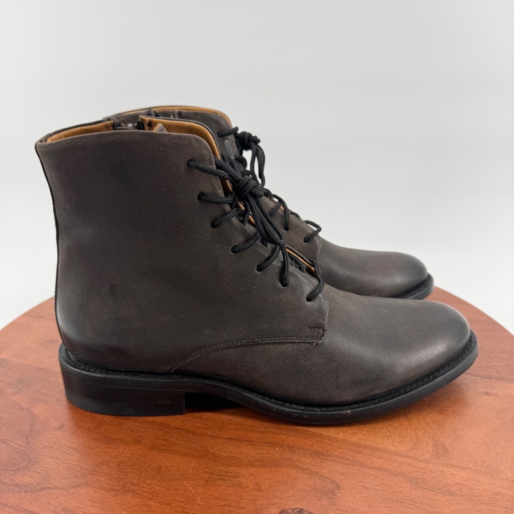Freebird Paxton Mens 9 Grey Leather Lace Up Side Zip Combat Ankle Boots Mexico